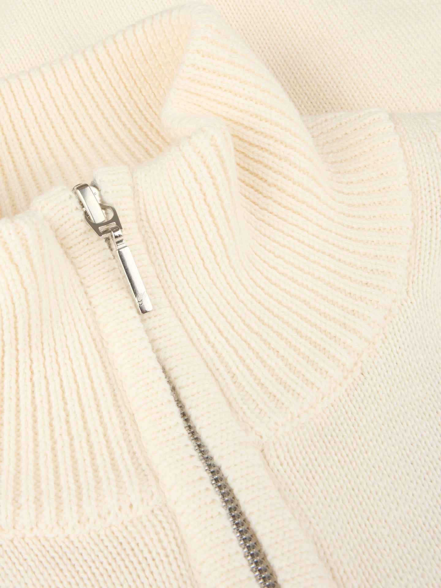 Off-white Strukturstickad Zip Cardigan