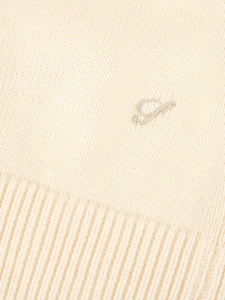 Off-white Strukturstickad Zip Cardigan