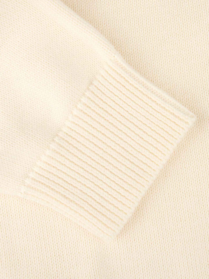 Off-white Strukturstickad Zip Cardigan