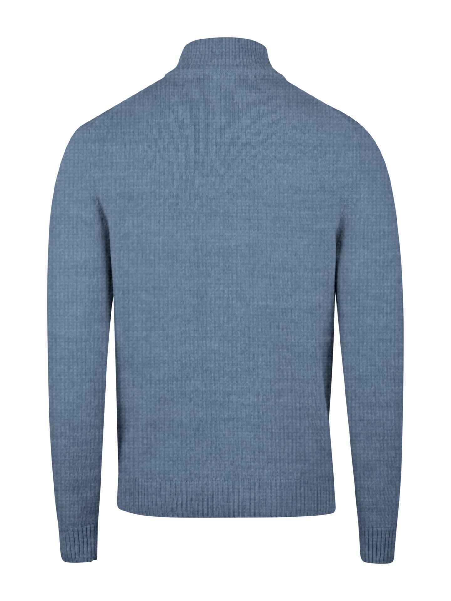 Ljusblå Half Zip i Borstad Merinoull