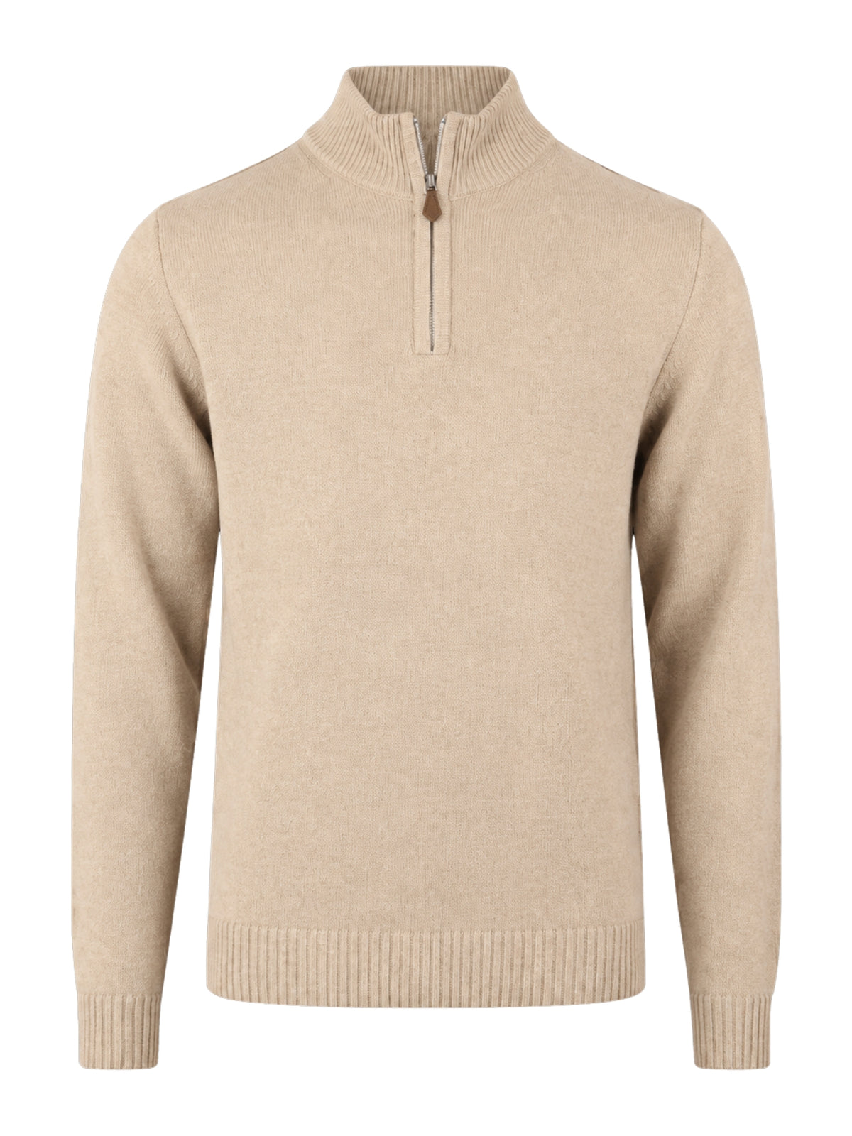 Beige Borstad Merino Half Zip - Stenströms