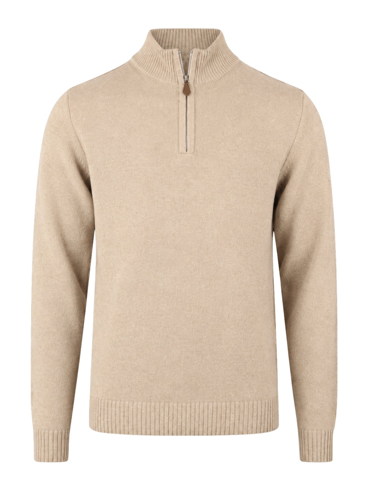 Beige Borstad Merino Half Zip - Stenströms