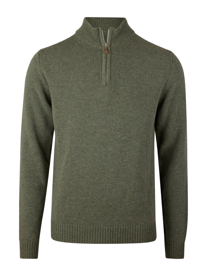 Grön Borstad Merino Half Zip