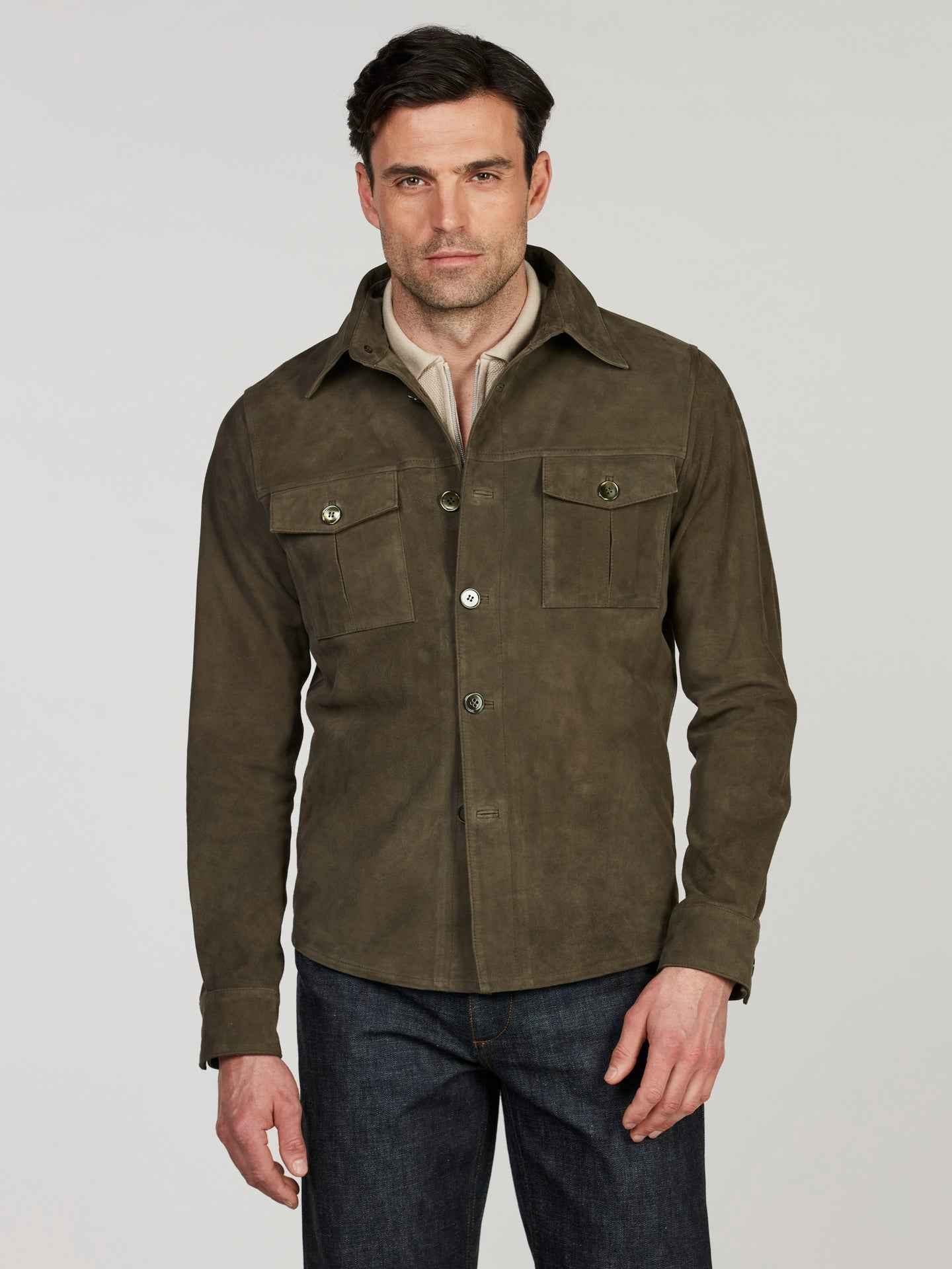 Grön Overshirt i Mocka