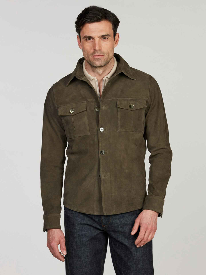 Grön Overshirt i Mocka