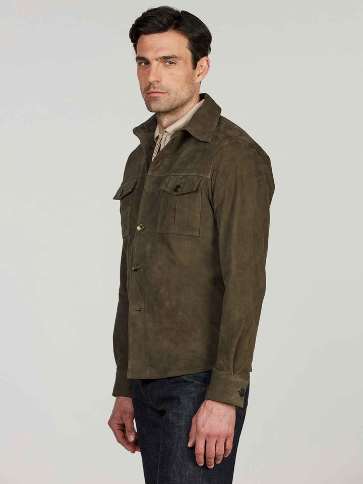 Grön Overshirt i Mocka