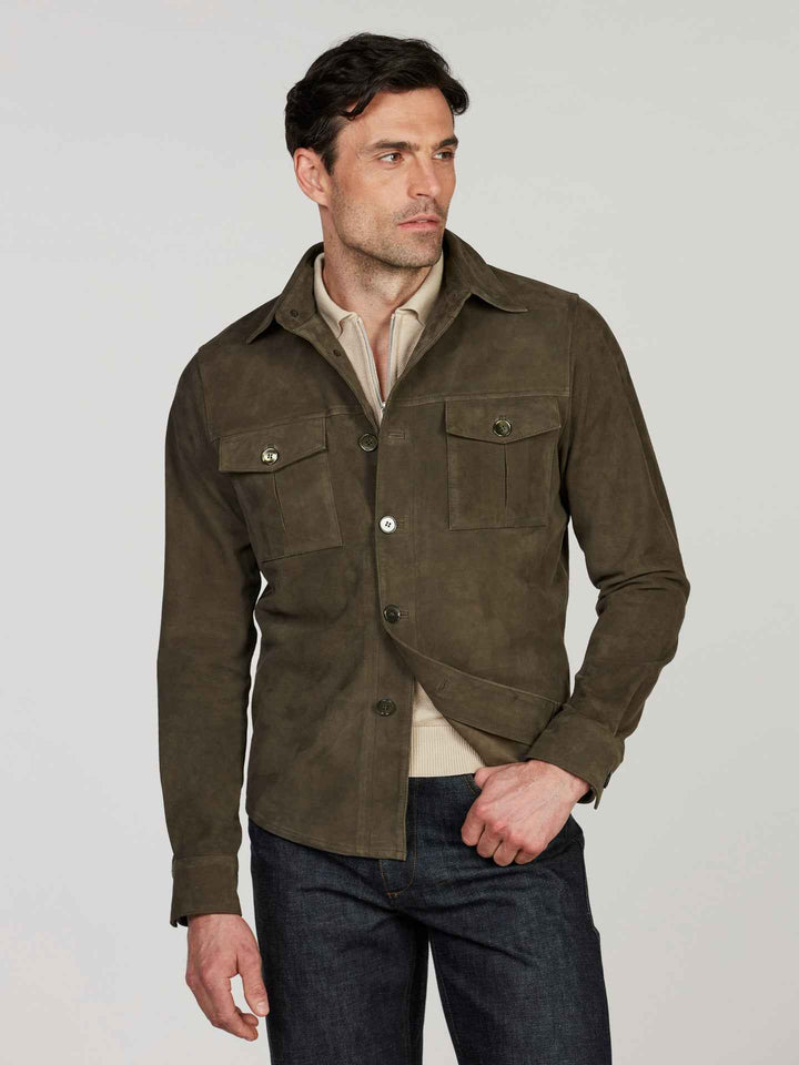Grön Overshirt i Mocka