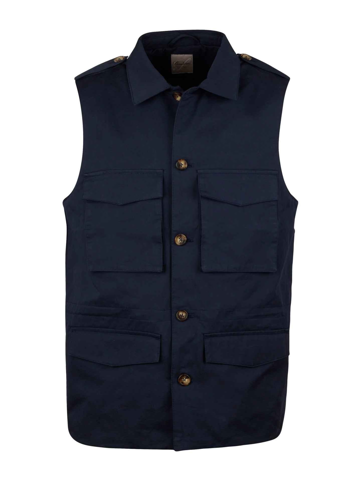 Navy Cotton Twill Väst