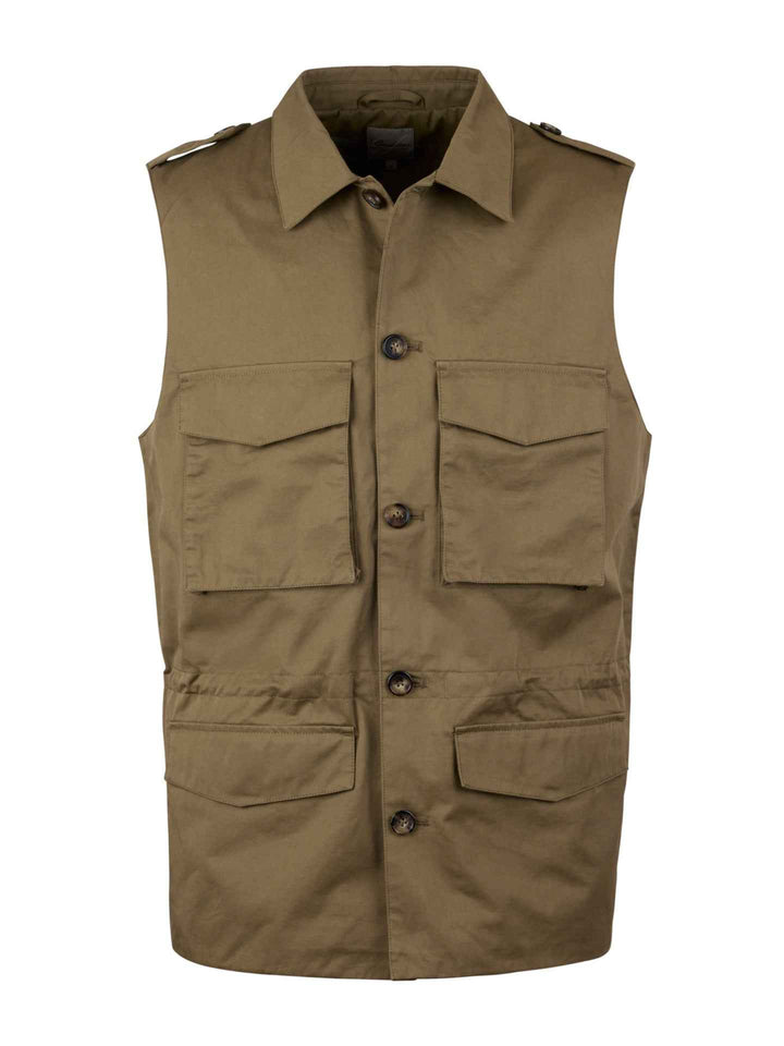 Grön Cotton Twill Väst