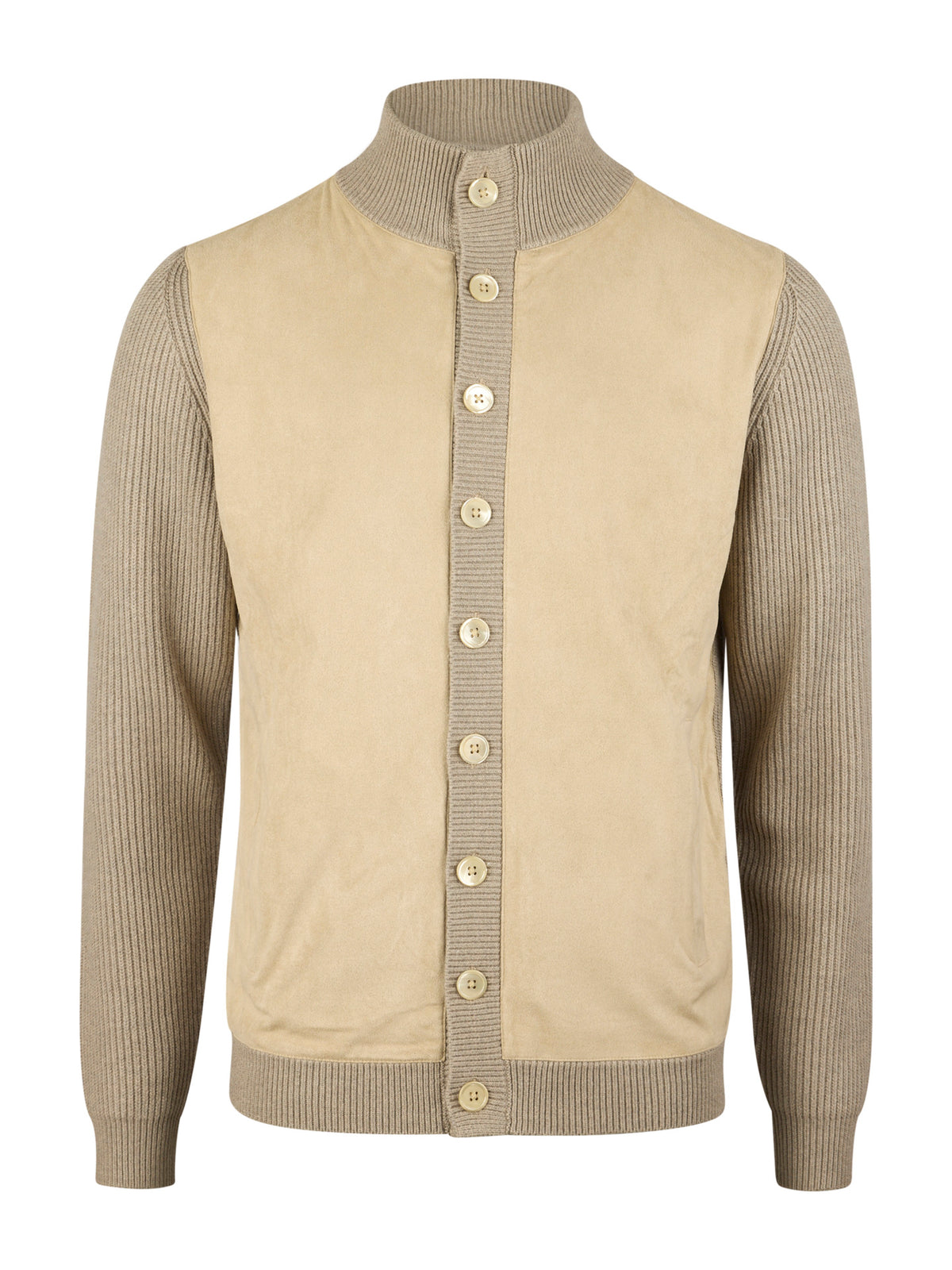 Beige Hybrid Alcantara Cardigan