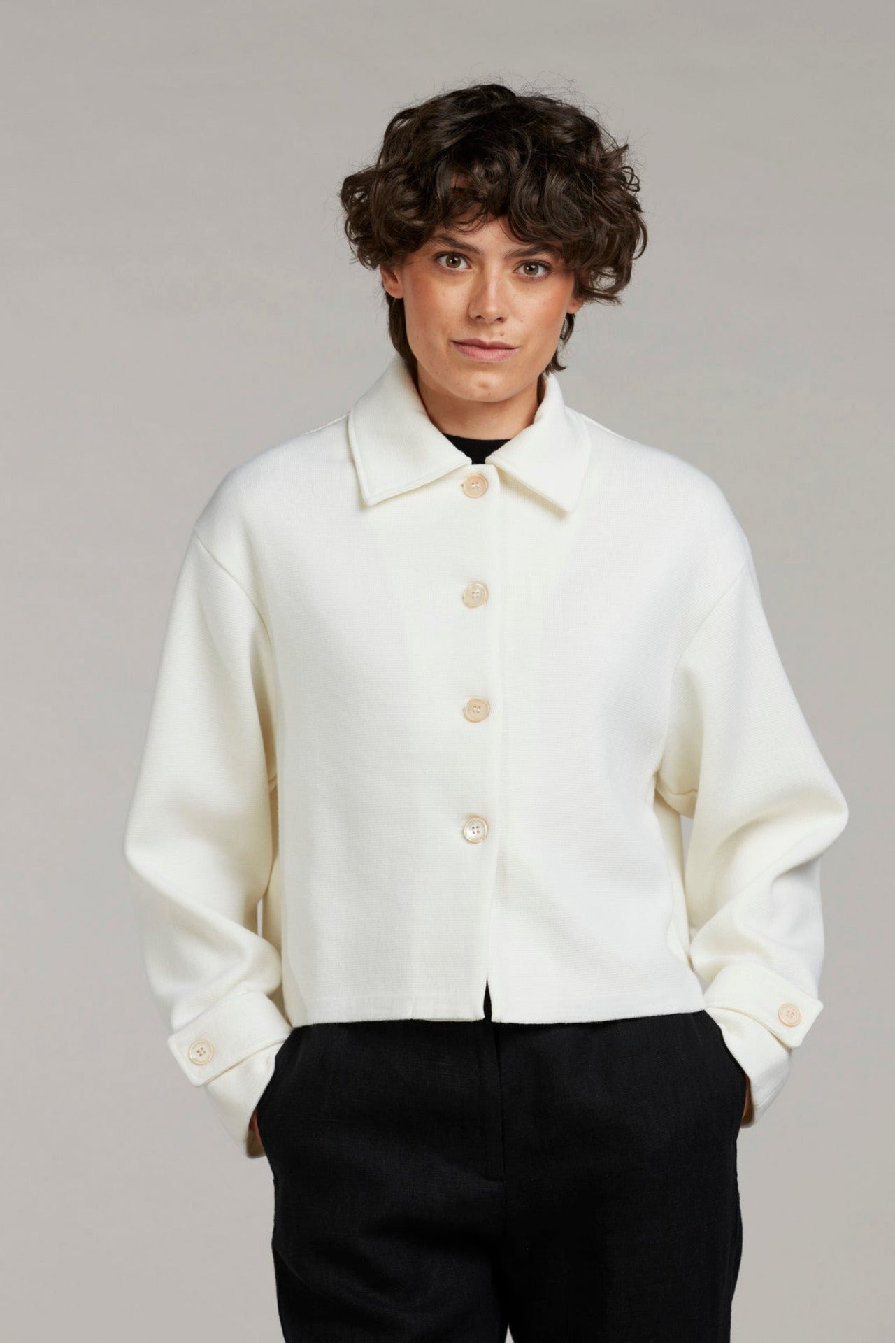 Lennox Stickad Kavaj - Krämvit