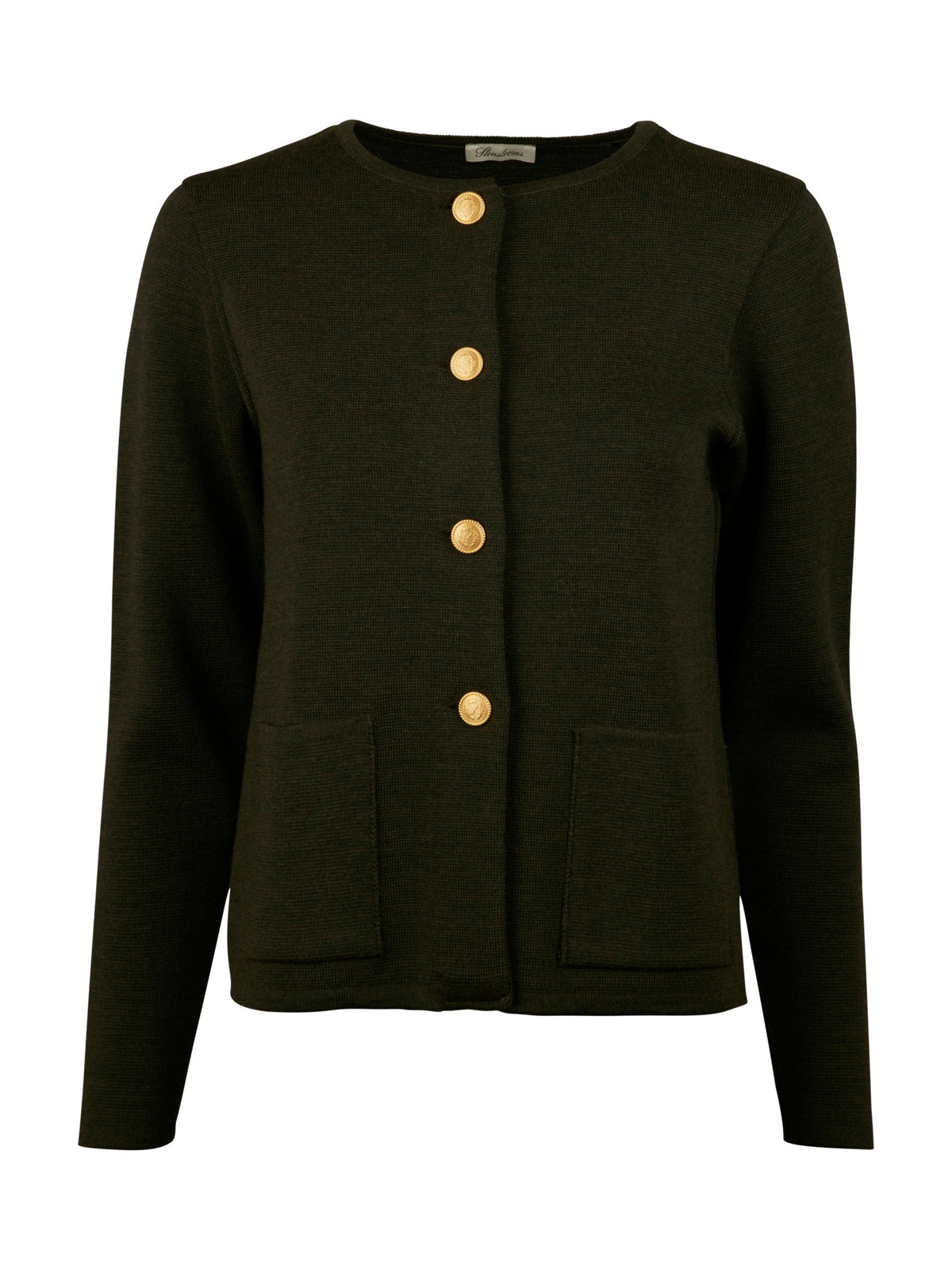 Mörkgrön Stina Merinoull Cardigan - Stenströms