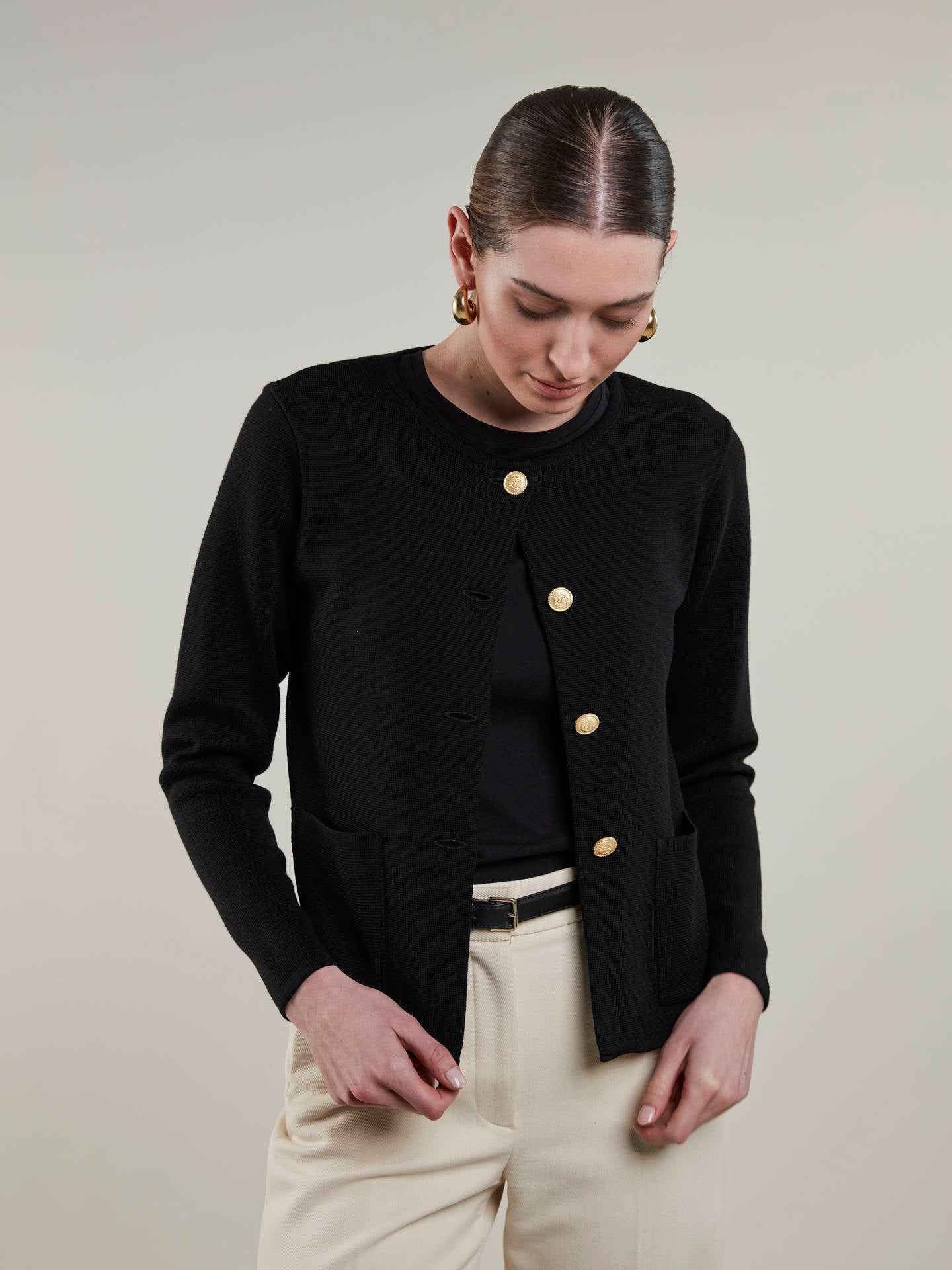 Svart Stina Merinoull Cardigan