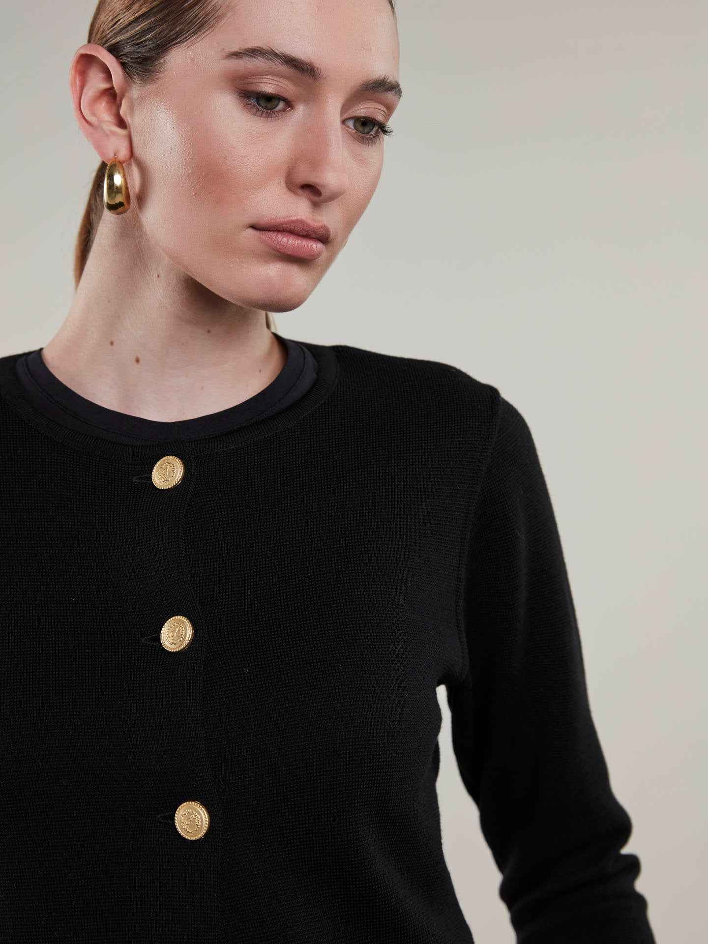 Svart Stina Merinoull Cardigan