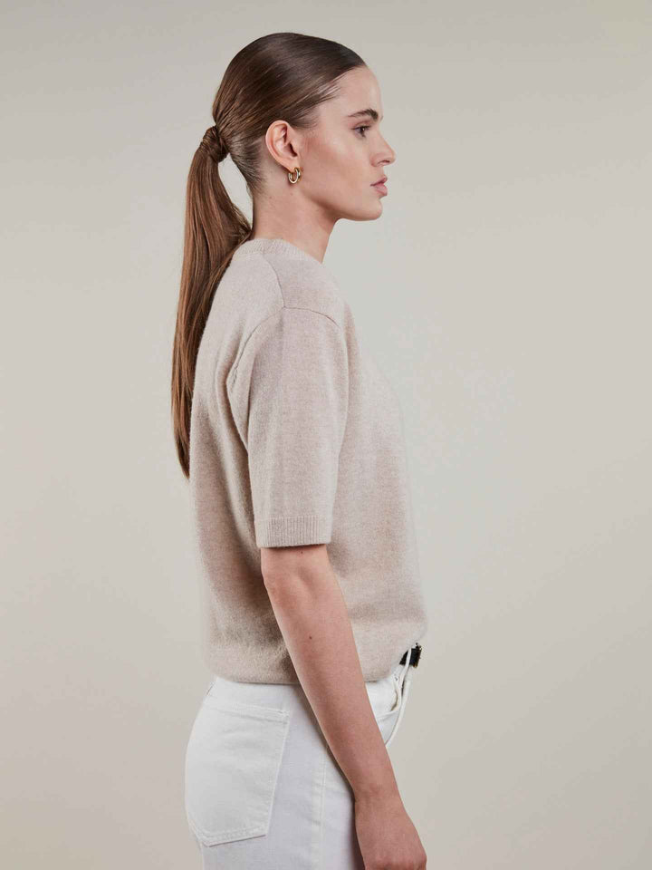 Beige Janet Kashmirtröja, Kort ärm