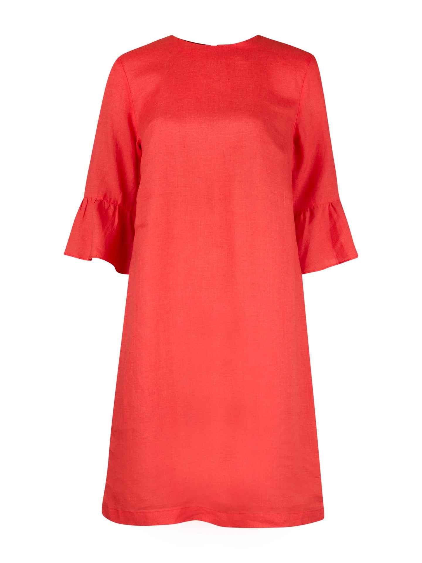 Röd Lindsay Linneklänning