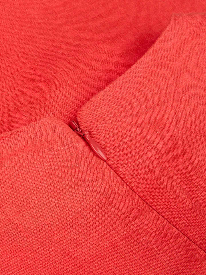 Röd Lindsay Linneklänning