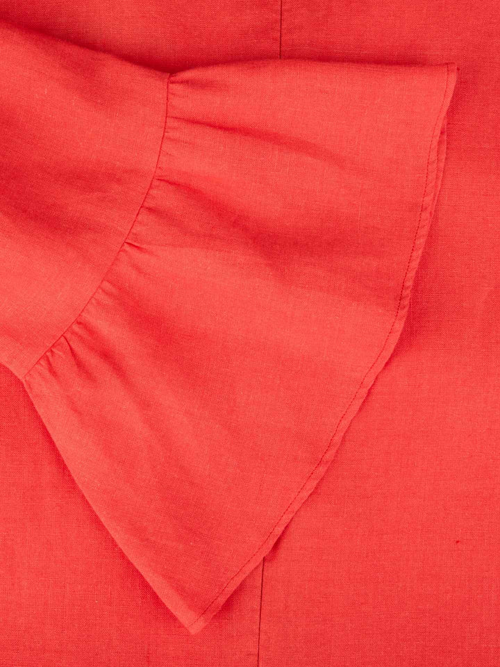 Röd Lindsay Linneklänning