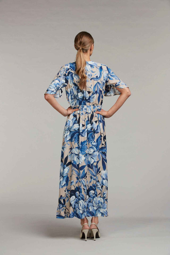 Blå Leonora Blommig Klänning