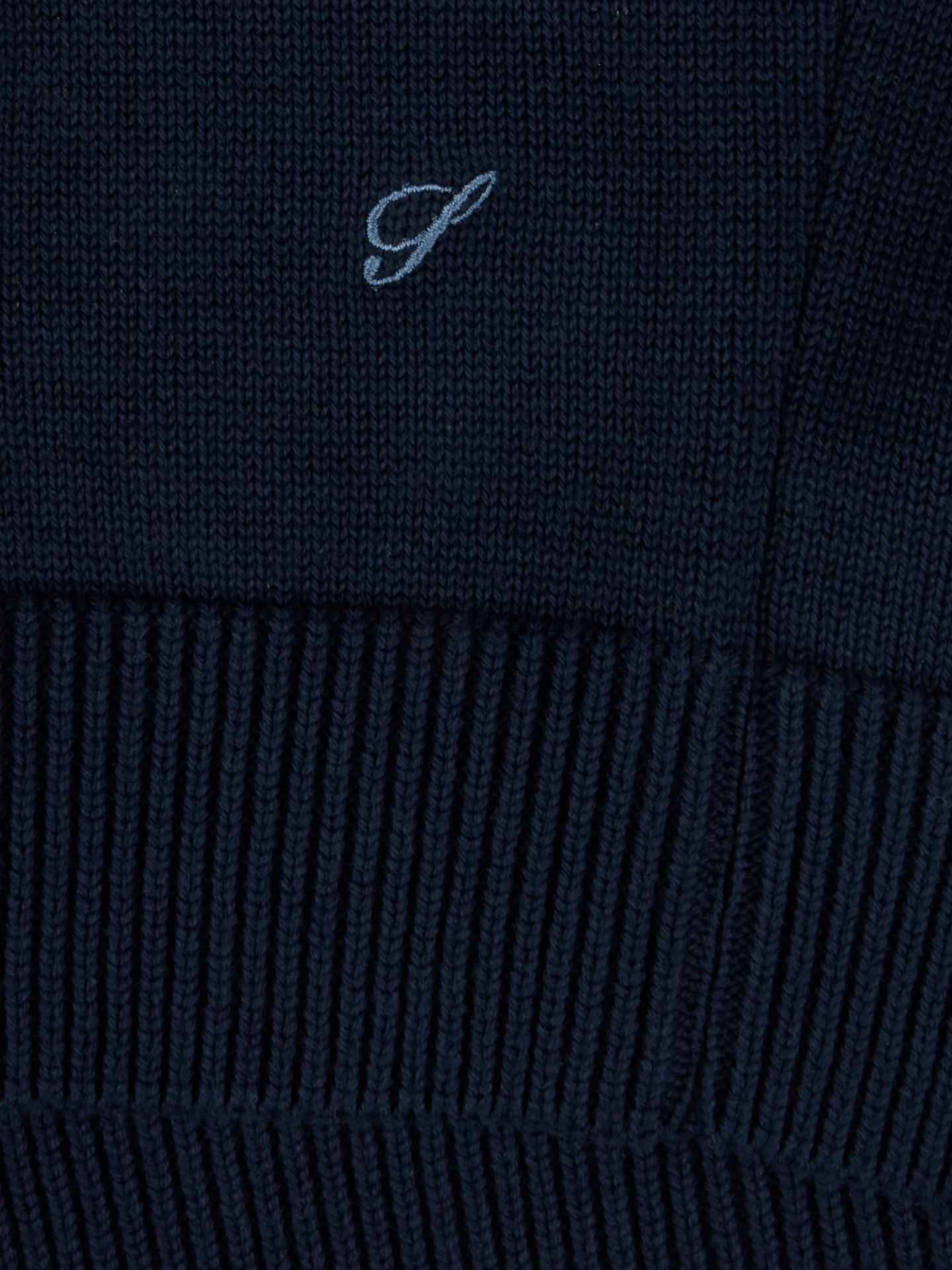 Marinblå Strukturstickad Zip Cardigan
