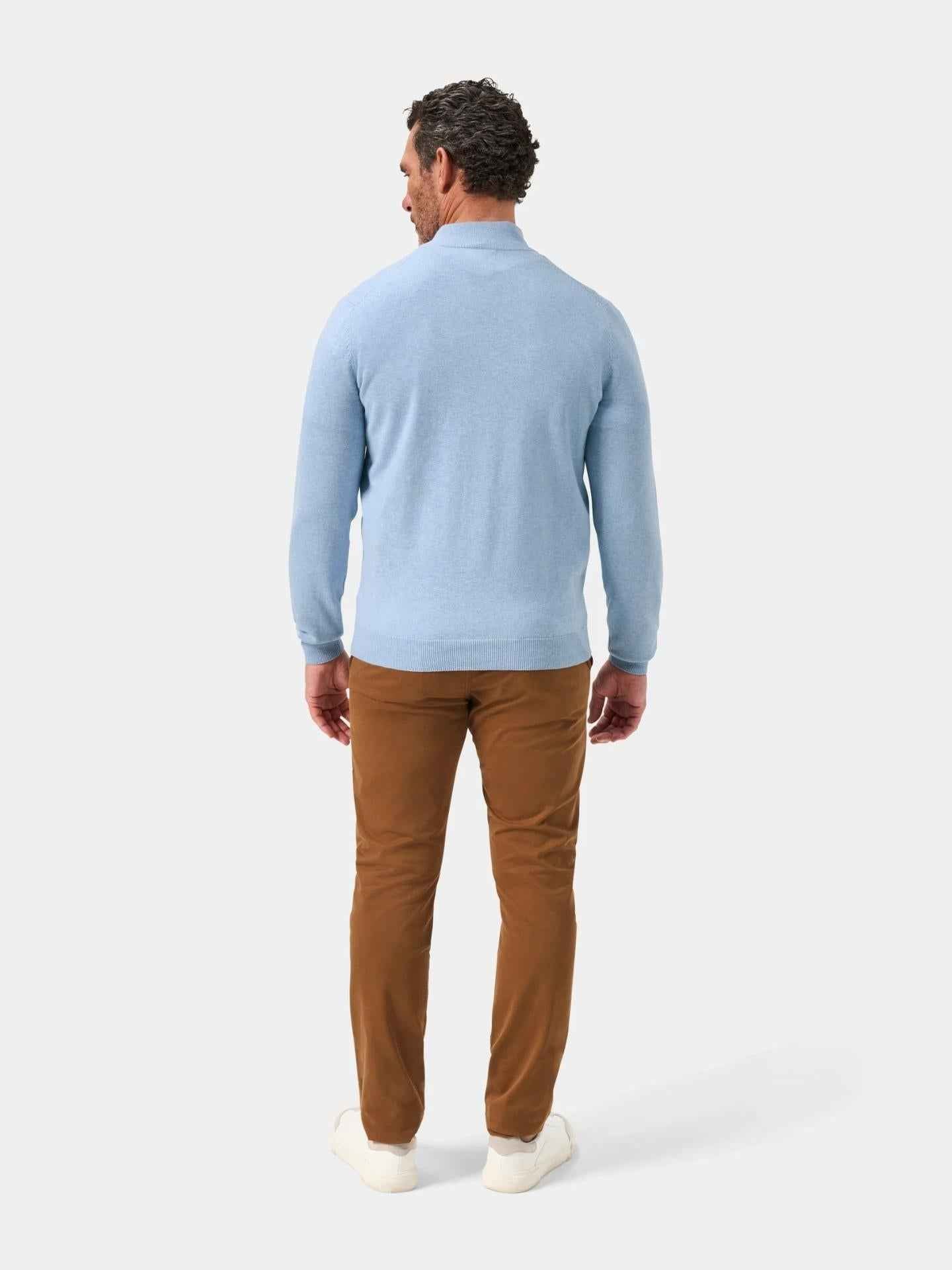 Ljusblå Cotton Cashmere Half-zip Tröja
