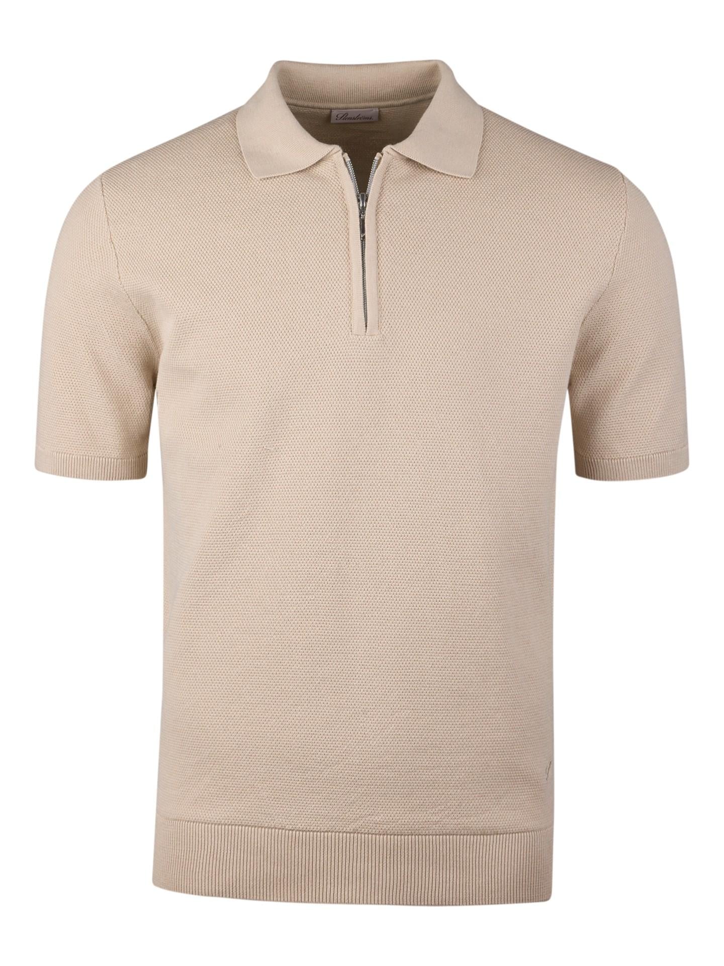 Stickad Piké med Zip - Beige