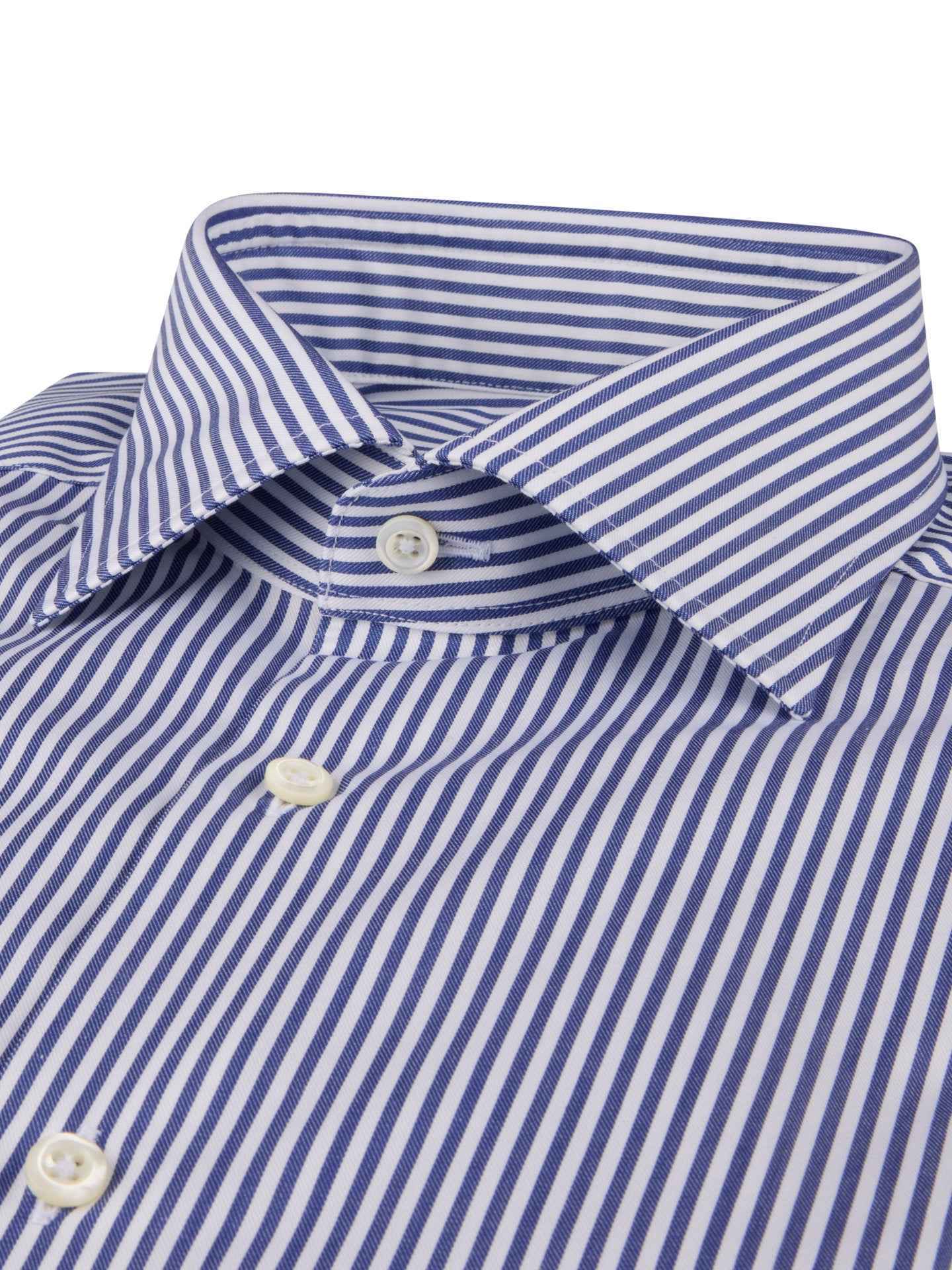 Blå Slimline Randig Twillskjorta