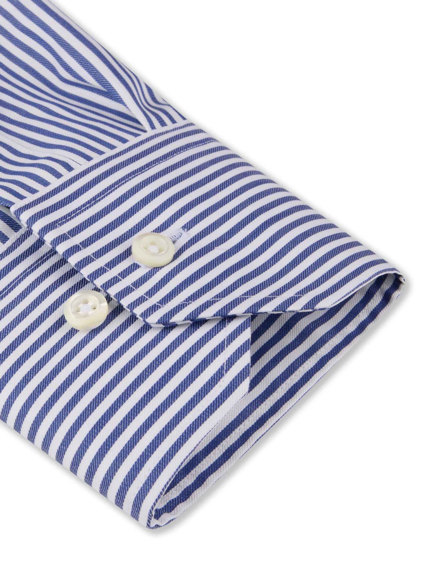 Blå Slimline Randig Twillskjorta