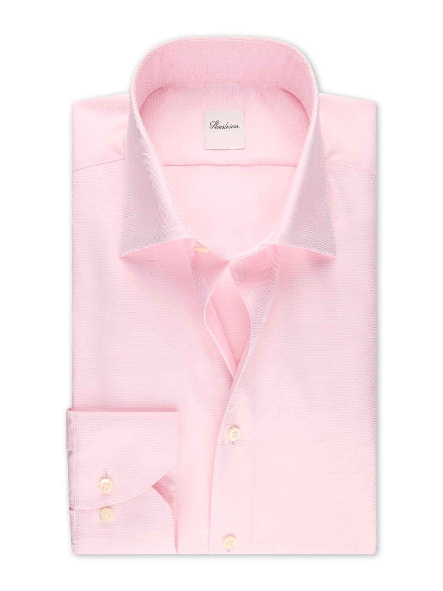Rosa Slimline Twillskjorta med Fin Struktur