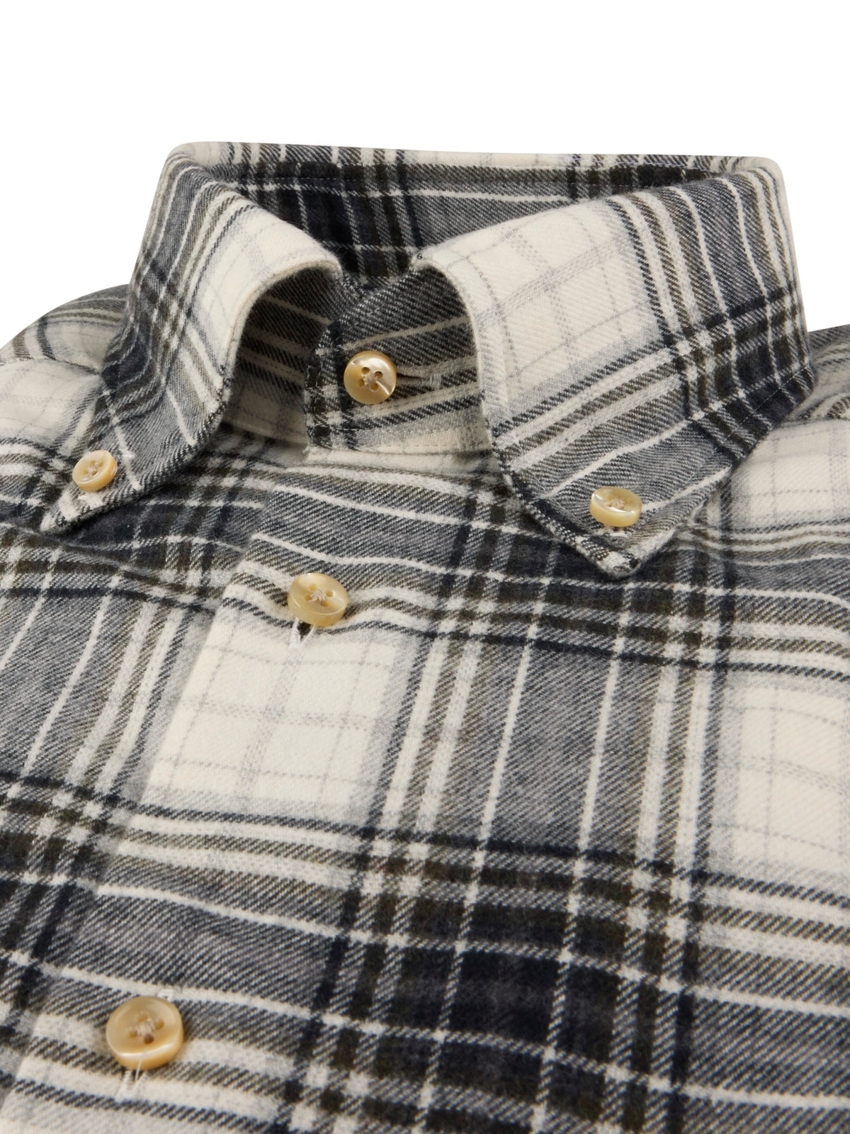 Grey-green Regular Checked Flannel Shirt