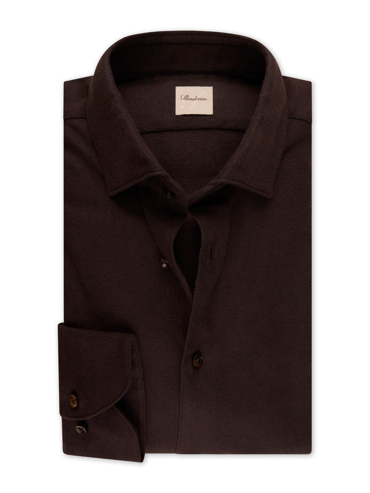 Stenströms - Mörkbrun Regular Fit Flanellskjorta