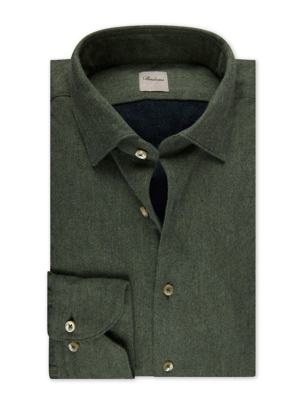 Stenströms - Mörkgrön Regular Fit Flanellskjorta