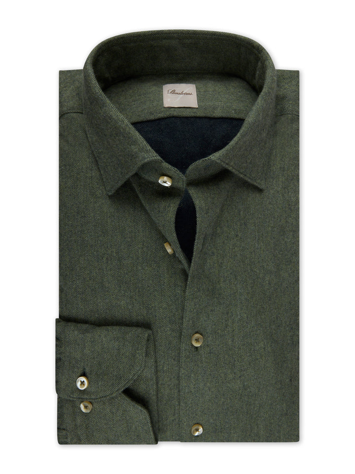 Stenströms - Mörkgrön Regular Fit Flanellskjorta