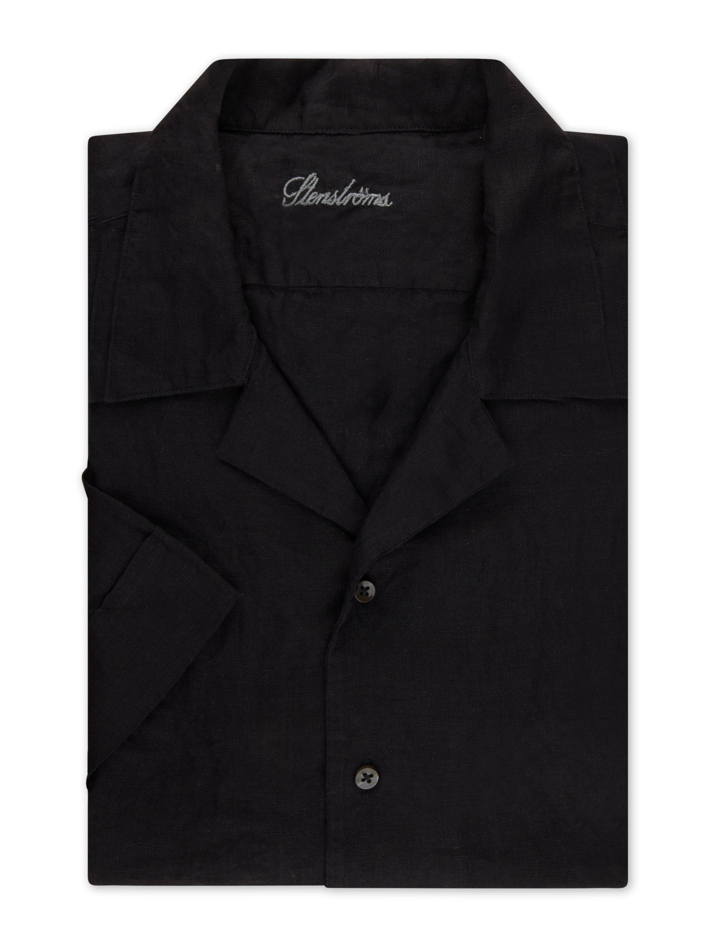 Kortärmad Linneskjorta - Svart