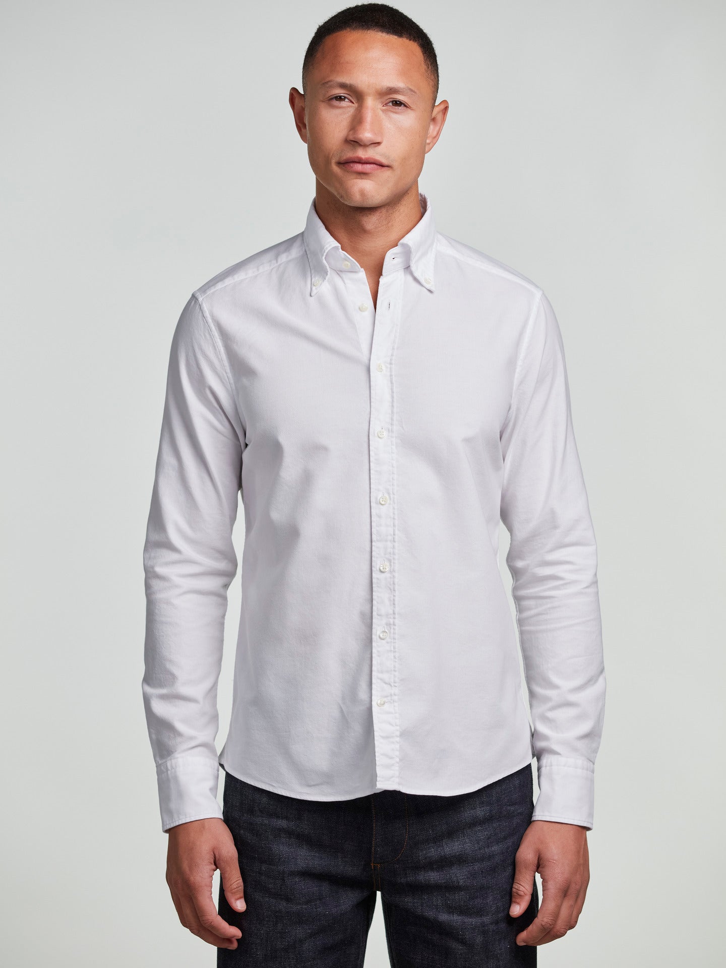 Vit Regular Button Down Oxfordskjorta