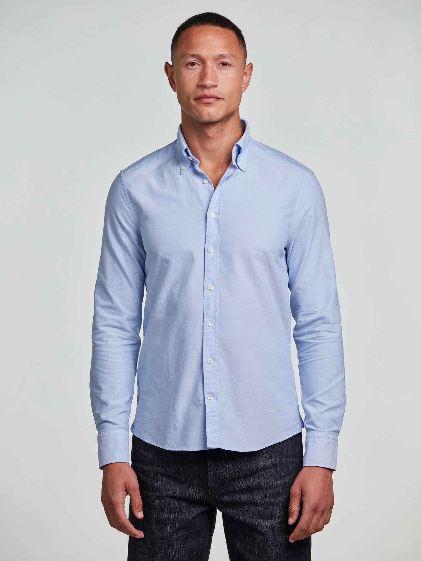 Ljusblå Regular Button Down Oxfordskjorta