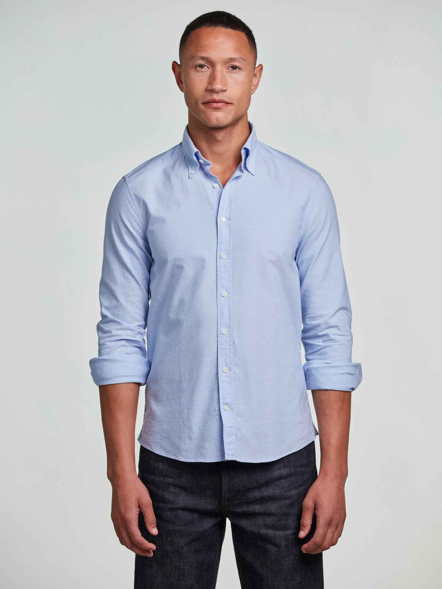 Ljusblå Regular Button Down Oxfordskjorta