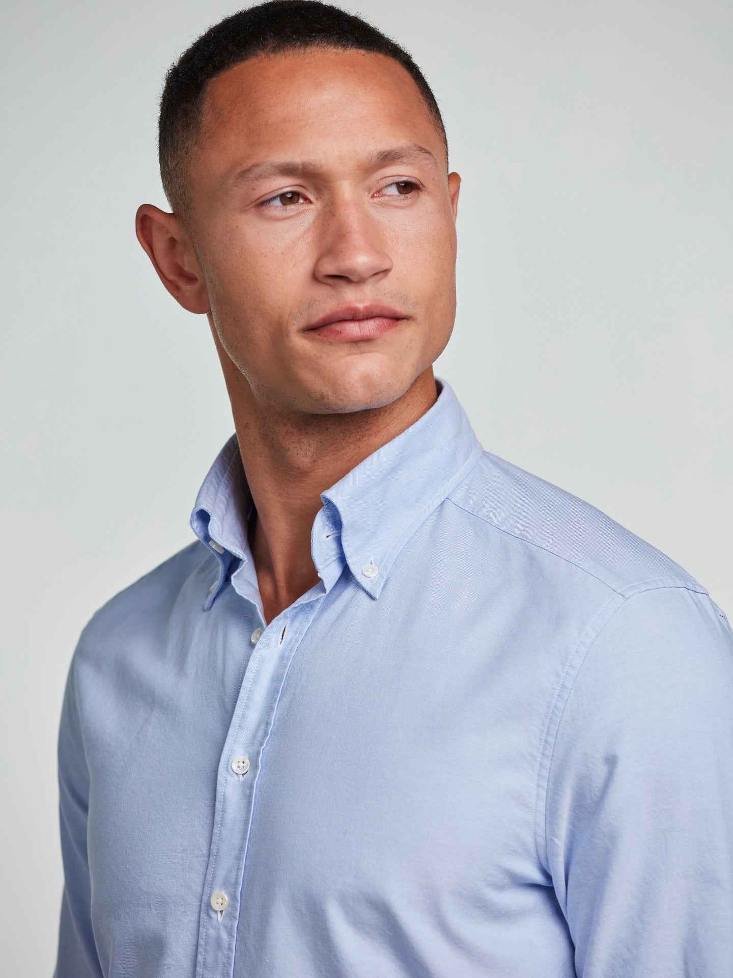 Ljusblå Regular Button Down Oxfordskjorta