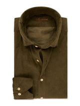 Green Regular Baby Cord Shirt