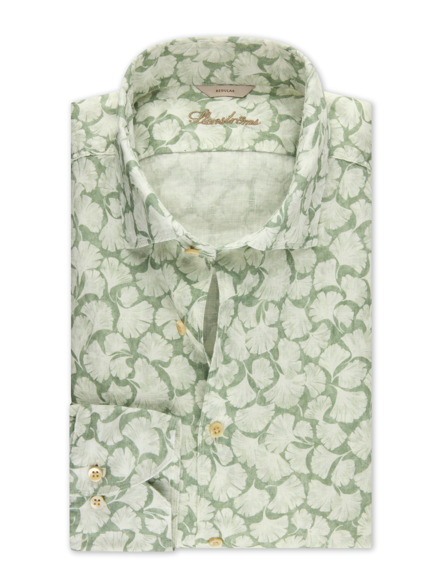 Regular Blommig Linneskjorta - Grön