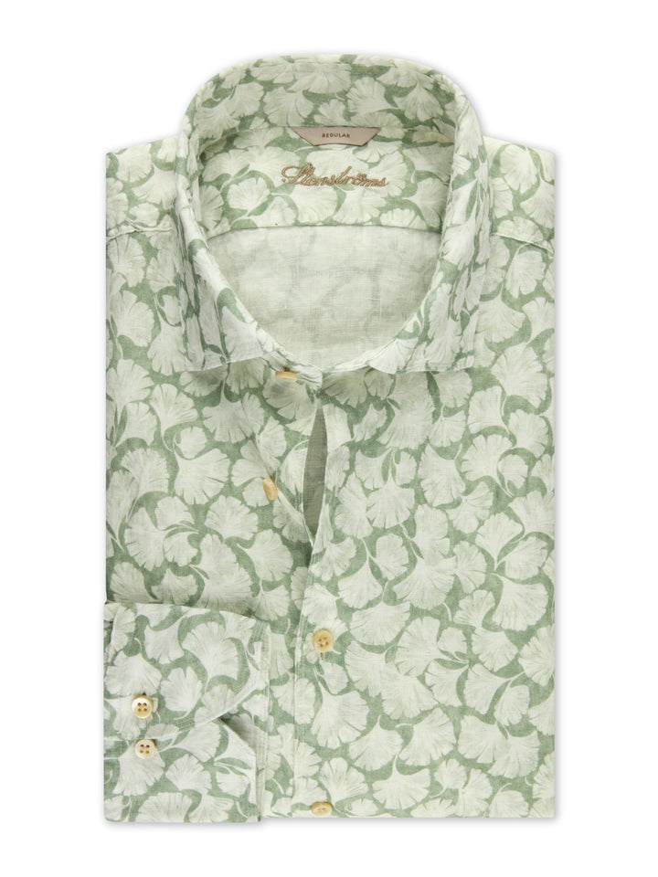 Regular Blommig Linneskjorta - Grön