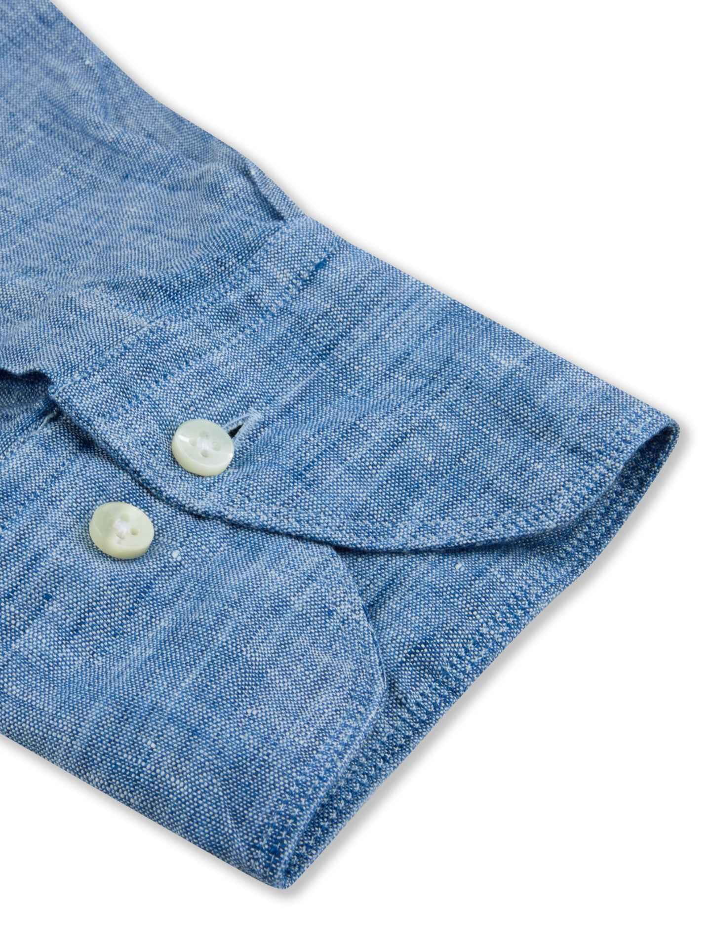 Mellanblå Regular Fit Linneskjorta