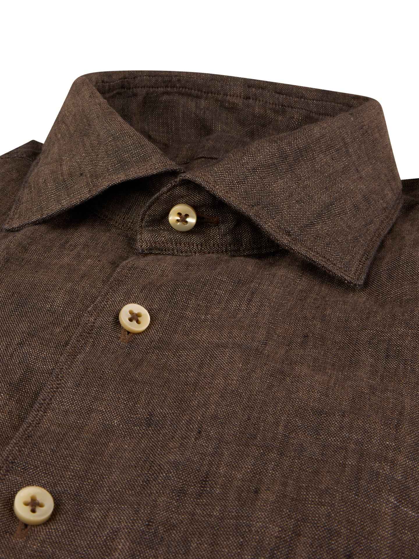 Mörkbrun Regular Fit Linneskjorta