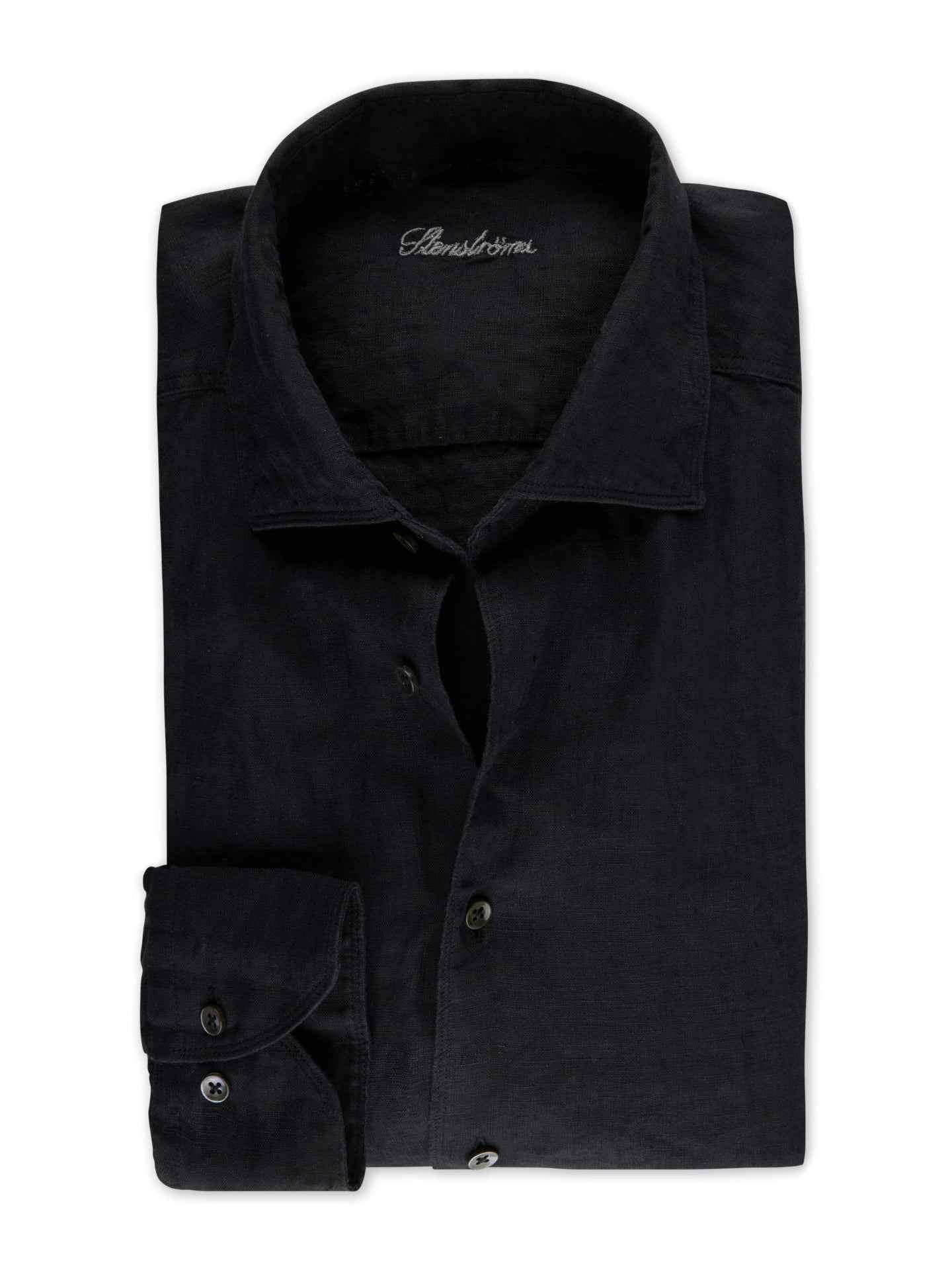 Svart Regular Fit Linneskjorta
