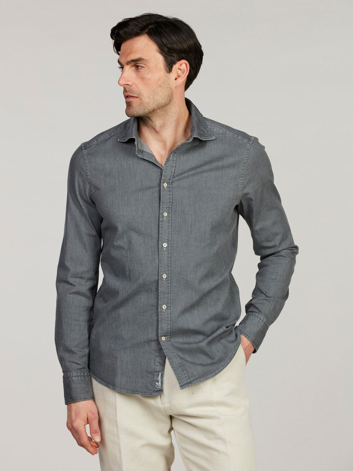 Stenströms - Grå Regular Casual Denimskjorta