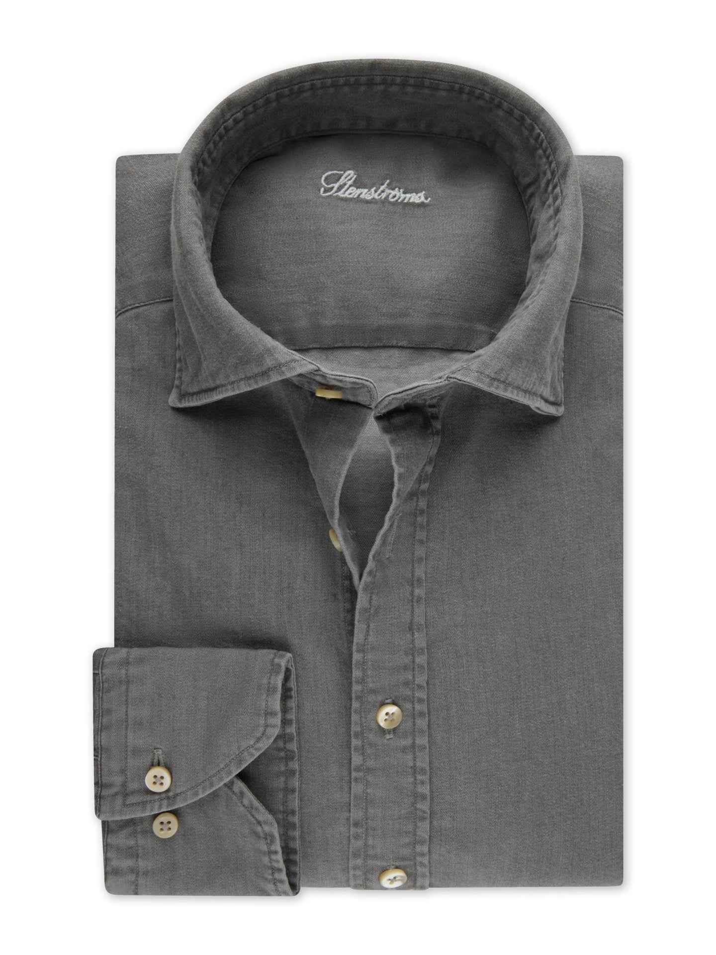 Grå Regular Casual Denimskjorta