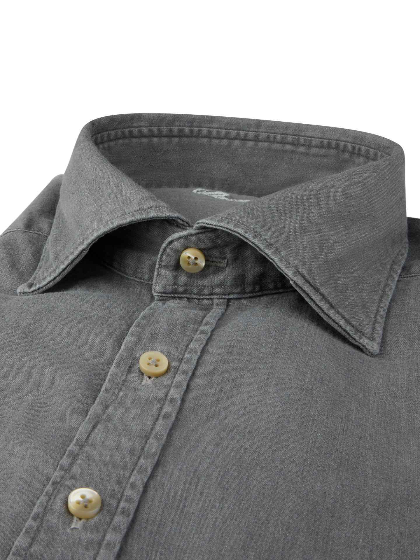 Grå Regular Casual Denimskjorta