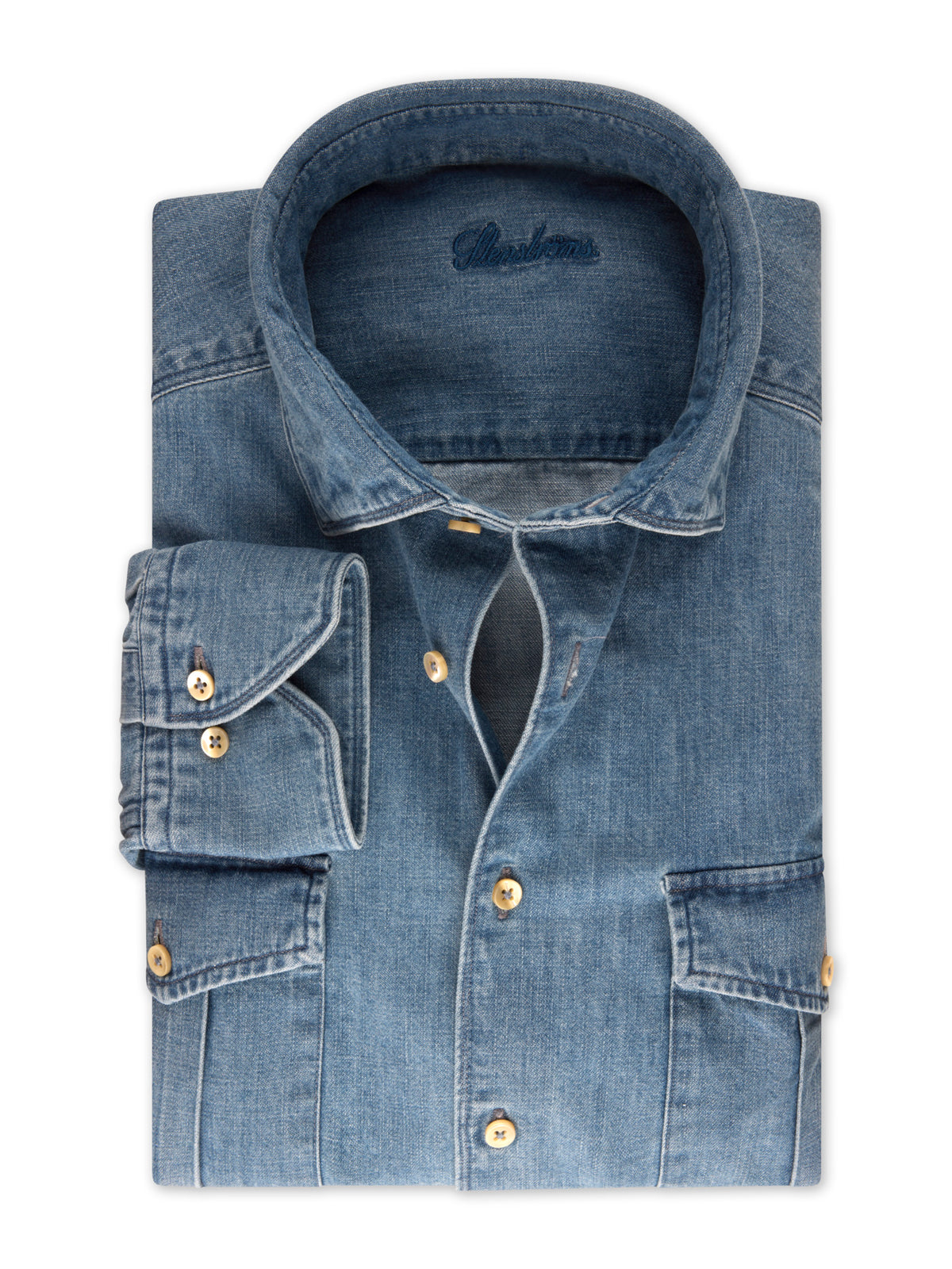Blå Regular Denimskjorta, Bröstfickor