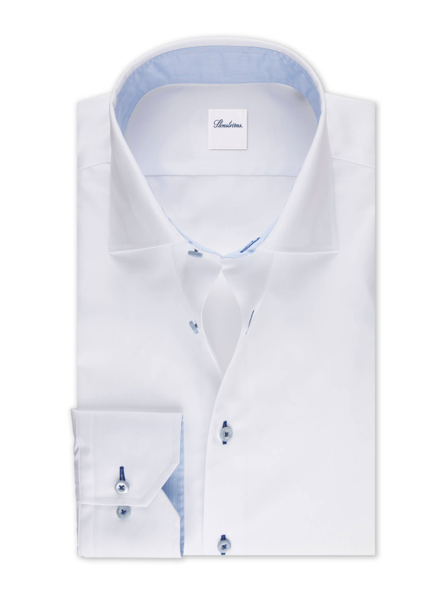 Slimline Skjorta, Ljusblå Kontrast - Stenströms Store