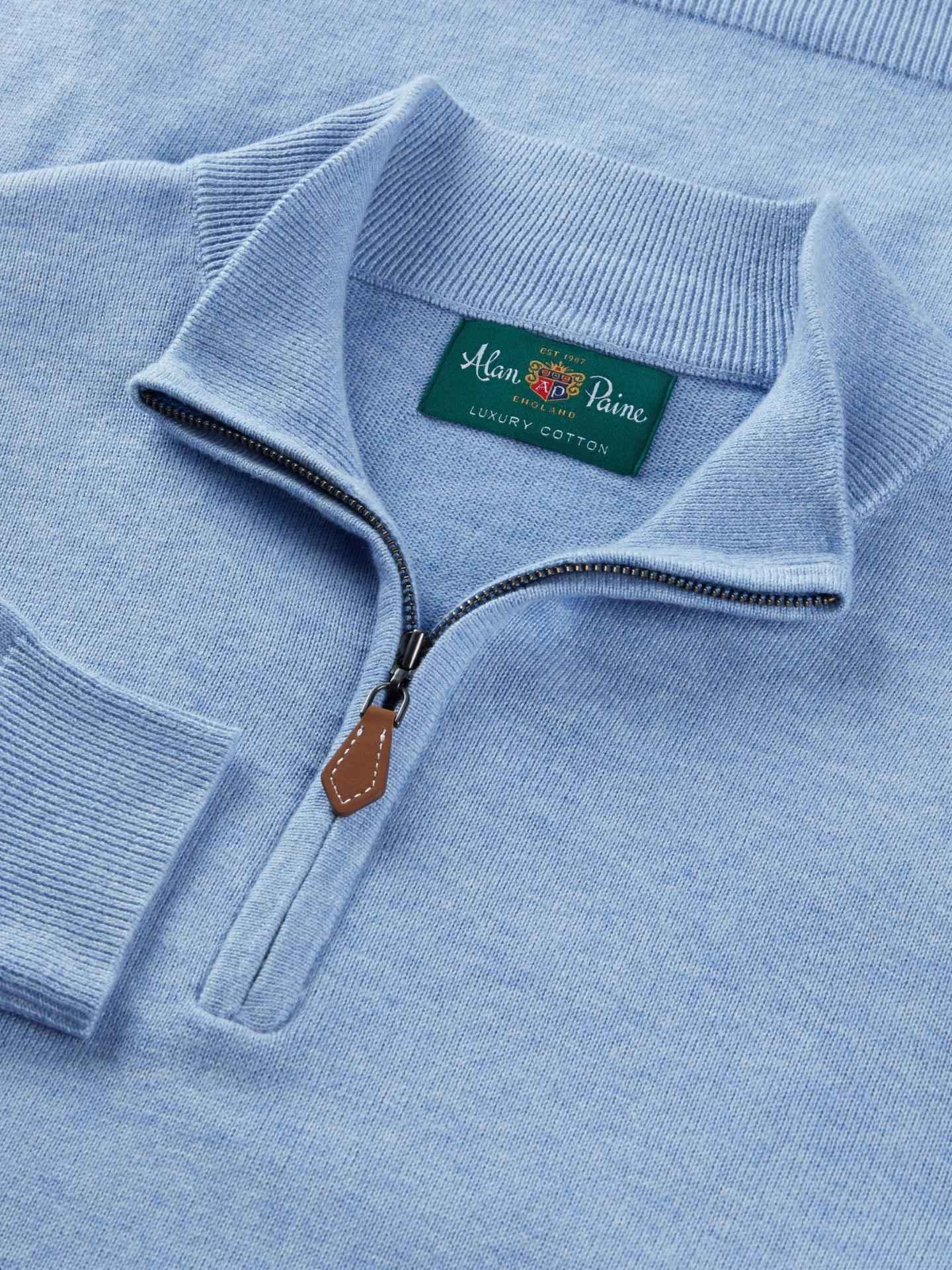 Ljusblå Cotton Cashmere Half-zip Tröja